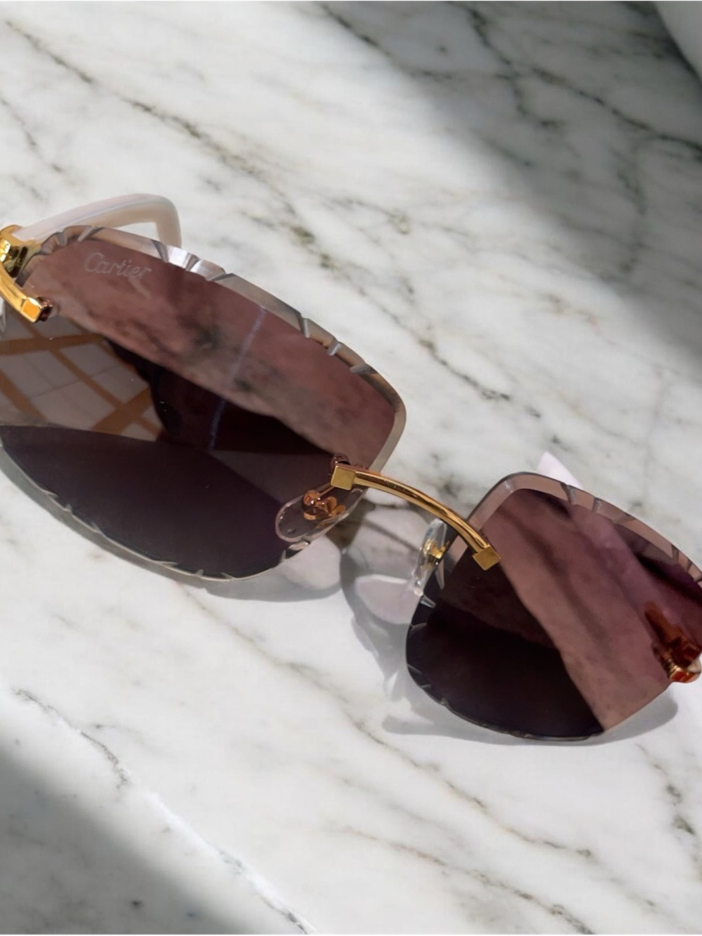 Cartier brown Gradient Rimless Sunglasses unisex